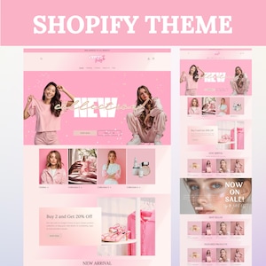 Shopify Theme, Website Template for Boutique, Shopify Template, Pink Shopify Template Minimal & Cute Design, Boutique Fashion Theme, Beauty