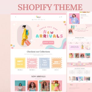 Tema Shopify Boutique, Modello sito web Shopify, Modelli Shopify rosa, Design sito web Shopify Banner Shopify, Moda, Pastello pesca, Carino