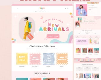 Tema de Shopify para boutique, plantilla para sitio web de Shopify, plantillas rosas de Shopify, diseño de sitio web de Shopify, banner de Shopify, moda, color melocotón pastel, bonito