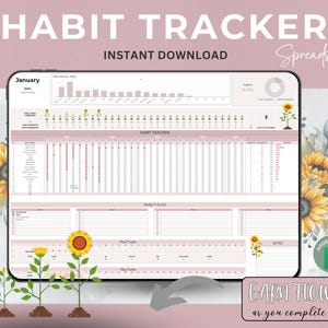 Habit Tracker Spreadsheet Google Sheets Template Daily Habit Planner Weekly Habits Digital Daily To Do List Template Monthly Habit Routine