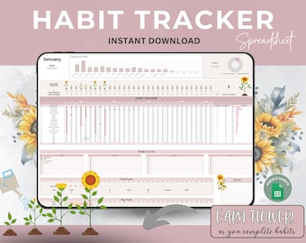 Habit Tracker Spreadsheet Google Sheets Template Daily Habit Planner Weekly Habits Digital Daily To Do List Template Monthly Habit Routine