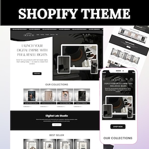 Shopify Theme Digitale Produkte, Schwarz, Shopstifte Website Vorlage, Shopvorlagen, Shop Banner, Shopdesign Vorlage