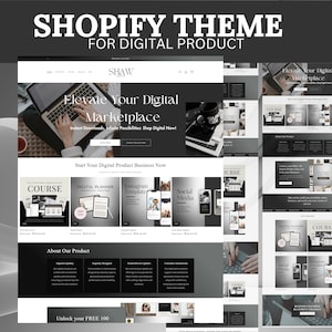 Black Shopify Theme, Website Template for Digital Products, Website Theme, Black Shopify Templates, Website templates, Shopify Store Banner