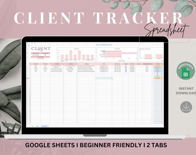 Client Tracker Spreadsheet for Small Businesses, Excel CRM Management ...