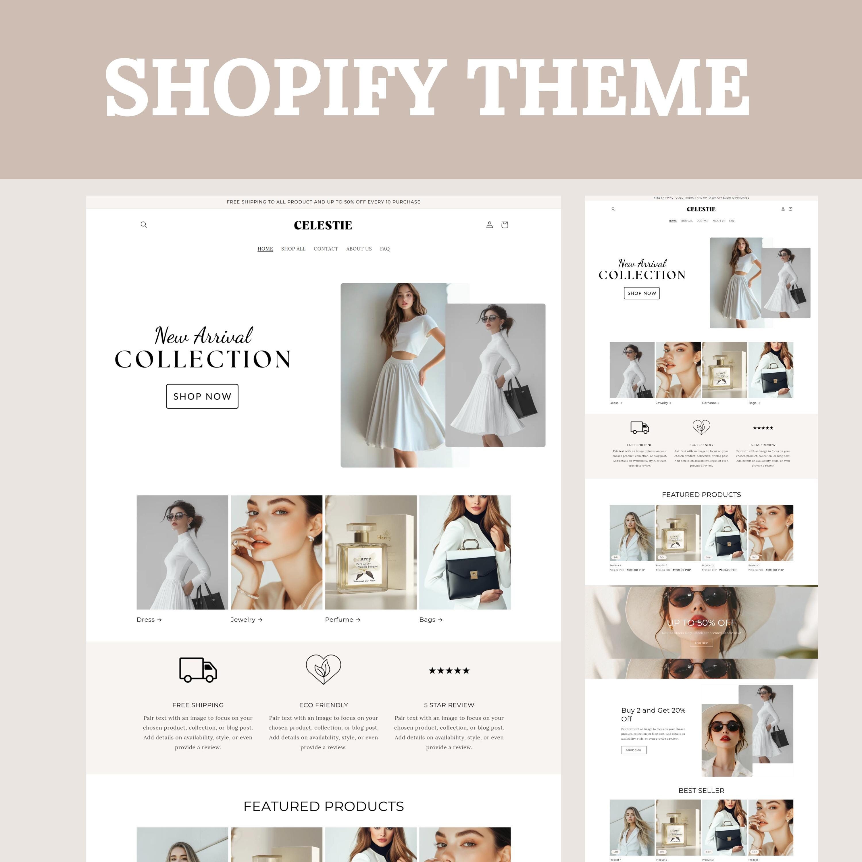 Shopify Theme, Boutique Shopify Website Store, Minimalist Shopify Template, Website Design, Shopify Banner, Shopify website template, Luxury