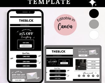 Link in bio template, Canva Landing Page, Link In Bio, Instagram Bio Link, Beauty Website,  Black Template Medspa , Esthetician Website, Spa