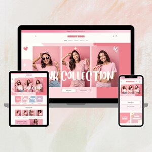 Shopify Theme, Shopify Website for Boutique, Pink Shopify Templates, Shopify Website Design, Shopify Theme, Minimalist & Cute Feminine Theme