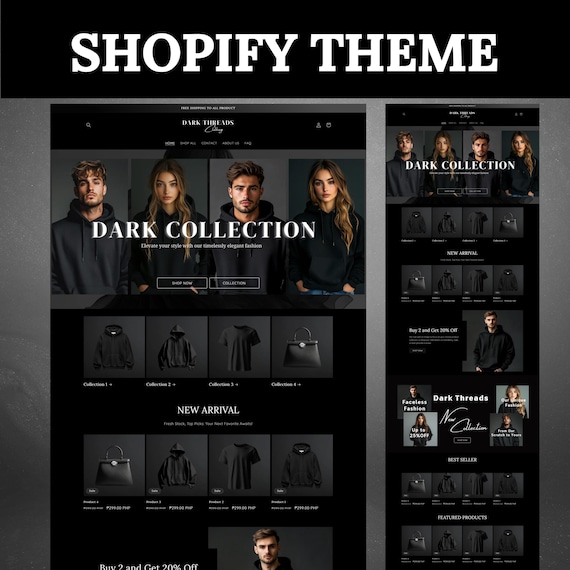 Shopify Theme Clothing, Shopify Website for Boutique, Black Shopify Templates,Website Design, Shopify Theme, Clothing website template