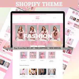 Shopify Theme, Shopify Website for Boutique, Pink Shopify Templates, Shopify Website Design, Shopify Theme, Fashion and Clothing Boutique