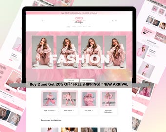 Tema Shopify, sito web Shopify per boutique, modelli Shopify rosa, progettazione di siti web Shopify, tema Shopify, boutique di moda e abbigliamento