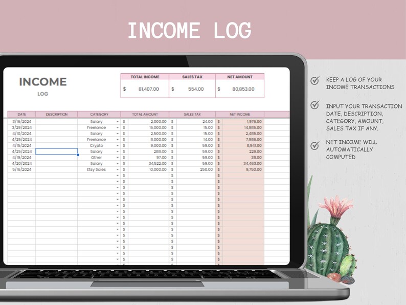 Easy Bookkeeping Spreadsheet for Small Business Template, Income and Expense Tracker, Profit and Loss  Accounting Google Sheets, Sales Tax