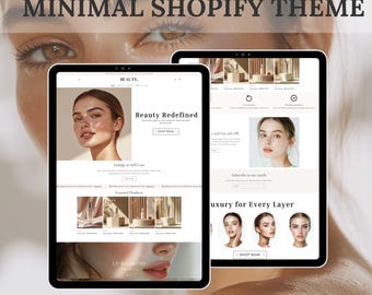 Shopify Minimalist Theme, Shopify Website for Beauty Skincare, Cosmetics Shopify template, Website templates, Banners, Boutique Skincare