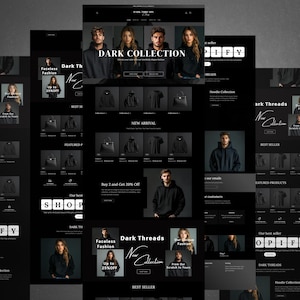 Shopify Theme Clothing, Shopify Website for Boutique, Black Shopify Templates,Website Design, Shopify Theme, Clothing website template