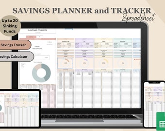 Savings Tracker Spreadsheet, Google Sheet, Sinking funds Budget Template for Personal Finance Saving Planner Spreadsheet. Savings Goal