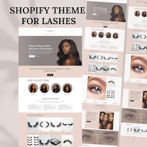 Wimpers, Shopify-thema, Shopify-website voor wimpers, perzik Shopify-sjablonen, websiteontwerp, Shopify Store, Shopify-banner, roze schoonheid