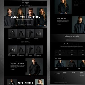 Shopify Theme Clothing, Shopify Website for Boutique, Black Shopify Templates,Website Design, Shopify Theme, Clothing website template