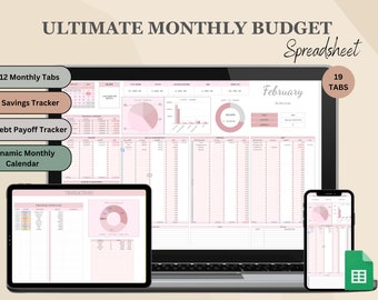 Monthly Budget Spreadsheet, Google Sheet Budget Planner, Financial Planner templates, Paycheck Budget, Expense Tracker, Bill Tracker