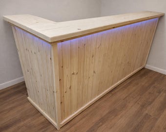 Home Interior Bar Man Cave Wooden Pub Reception Desk With L.E.Ds *DESIGN B/C*