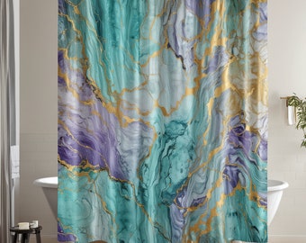 Colourful Gradient Marble Shower Curtain Boho Water-proof Polyester Shower Curtains Bathroom Bath Curtains Room Decor With Hooks