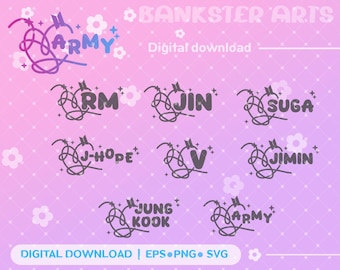 kpop bangtan member  Name svg cut File for cricut kpop , png For Vinyl stickers