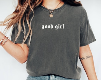 Good Girl Graphic Tee, Minimal Vintage Inspired Shirt For Women