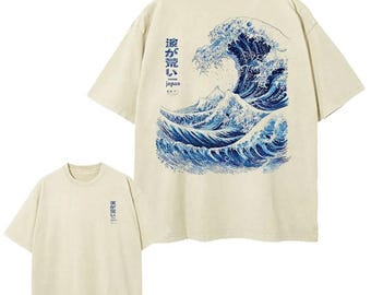 Japanese Wave T-Shirt, Wave Kanagawa Graphic Tee, Oversized Streetwear Shirt