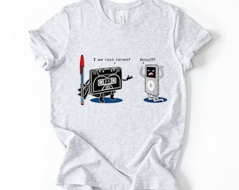Camiseta con parodia de audio vintage, camiseta con gráfico de casete retro, top unisex con humor tecnológico