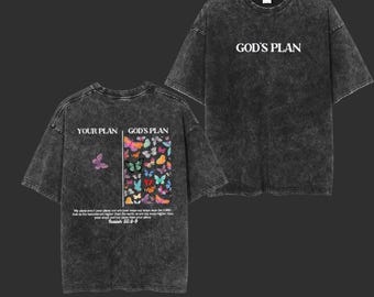 Camiseta gráfica "El plan de Dios", camiseta cristiana con mariposas, Escritura Isaías 55:8:9, unisex
