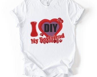 Camiseta Love DIY para novio, camiseta divertida de San Valentín, top con estampado de corazón retro, lindo conjunto para novia