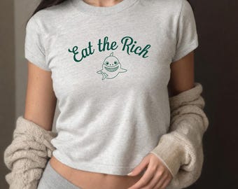Eat the rich Shark Tee, Funny T shirt,  Minimalist T-Shirt