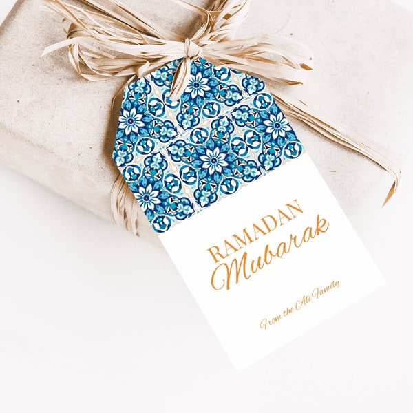 Editable Ramadan Gift Tag, Instant Download Template, Ramadan Kareem, Iftar Party, Moroccan Tiles, Printable Gift Tag, Minimalism