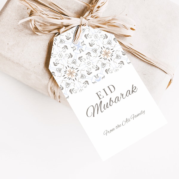 Editable Eid Gift Tag, Instant Download Template, Eid Mubarak, Iftar Party, Moroccan Design, Printable Gift Tag, Minimalism