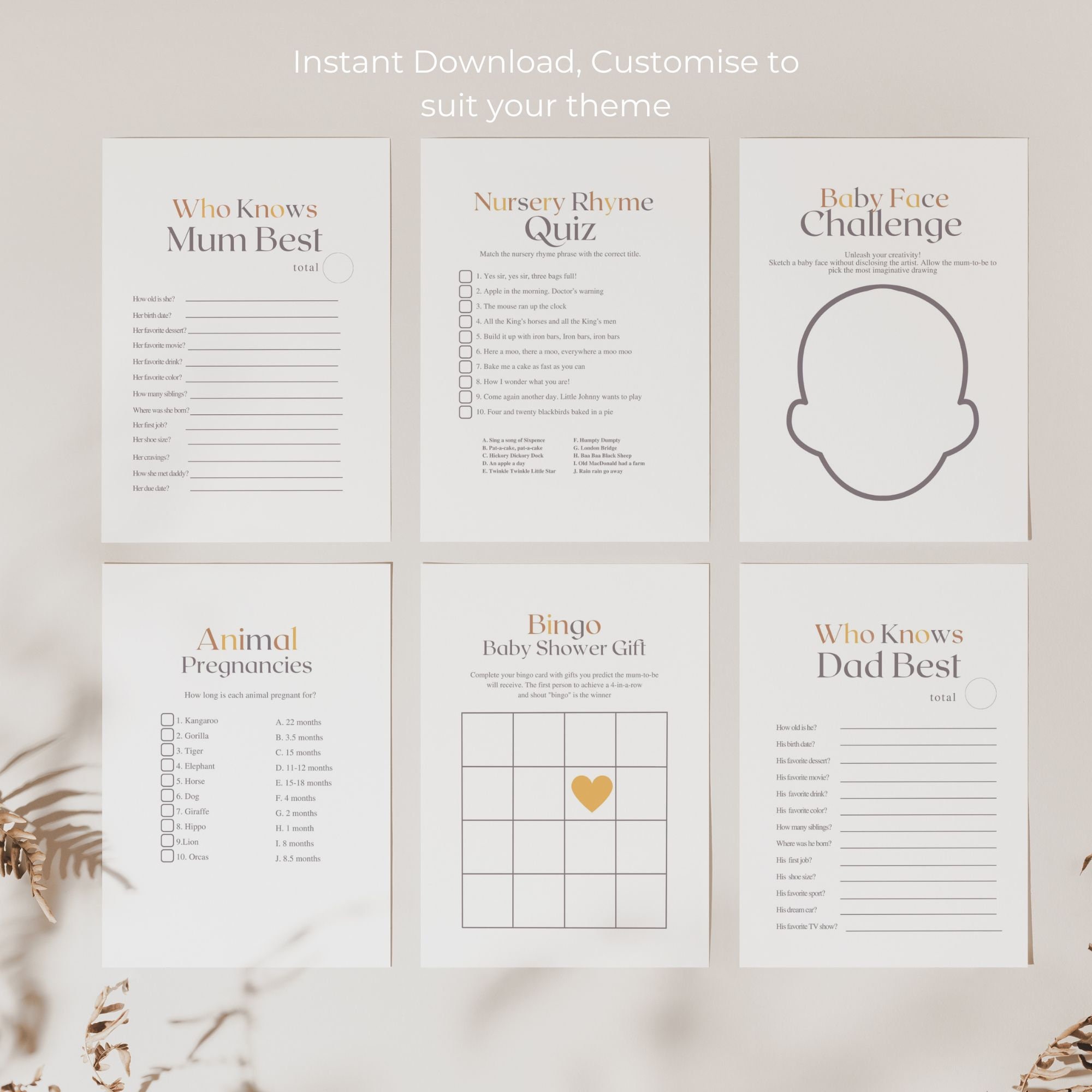 Printable Baby Shower Games Bundle, Instant Download Baby Shower Game ...