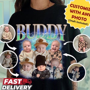 Comfortkleuren aangepast bootlegshirt, aangepast gezicht kindershirt, aangepast kinderfotoshirt, gepersonaliseerd bootleg verjaardagscadeau, babyshirt pet-shirt