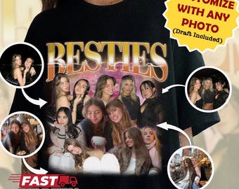 Custom Photo Bootleg Best Friend Comfort Colors Shirt, Bootleg Vintage 90s Sweatshirt, Custom BFF Birthday Gift, Pictures Tee, Besties Shirt