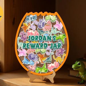 Personalized Dinosaur Magnetic Reward Jar, Dinosaur Tokens Classroom Reward System, Classroom Decor, Back to school gift, Reward For Kids