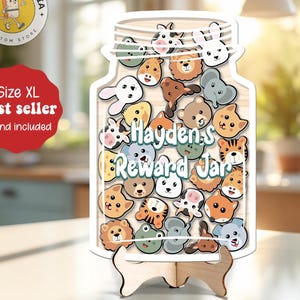 Personalized Animal Jungle Reward Jar Name, Magnet Token Classroom Teacher, Gift For Kid, Good Behavior Gift, Kindness Gift Class Reward Jar