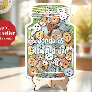 Personalized Animal Jungle Reward Jar Name, Magnet Token Classroom Teacher, Gift For Kid, Good Behavior Gift, Kindness Gift Class Reward Jar