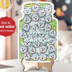 Personalized Animal Jungle Reward Jar Name, Dog Magnet Token Classroom Teacher, Gift For Good Behavior Kid, Kindness Gift Class Reward Jar