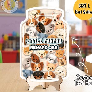 Personalized Dog Token Reward Jar for Kid, Pet Token Cat Token Reward For Kid, Back to school Gift, Colorful Classroom Decor Bedroom Decor
