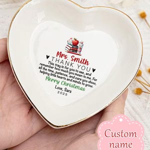 Personalized Teacher Trinket Dish, Custom Teacher 2025 Christmas Ring Dish Teacher Appreciation Ornament for Teacher Thank You Keepsake Gift