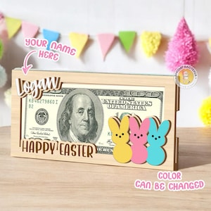 Personalized Bunny Money Holder, Custom Easter Gift For Kids, Wooden Bunny Decorations For Money Holder, Baby Gifts Keepsake For Boys Girls