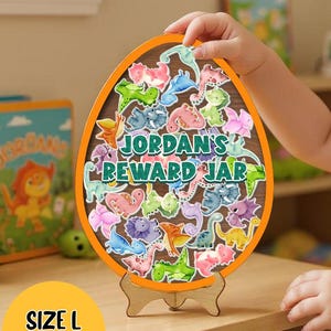 Personalized Dinosaur Magnetic Reward Jar, Dinosaur Tokens Classroom Reward System, Classroom Decor, Back to school gift, Reward For Kids