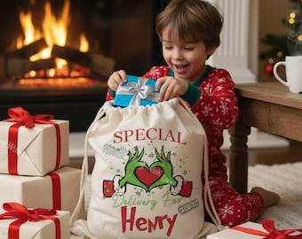 Personalized Disney Family Xmas Santa Sack, Custom Name Christmas Gift Bag, Funny Holiday Sack for Kids & Adults, Funny Present Gift Idea