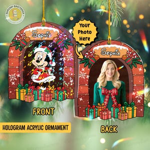 Hologram Disney Ornament, Mickey and Minnie Mouse Christmas Tree Ornament, Personalized Mickey Mouse Family Present, Disneyland Ornament