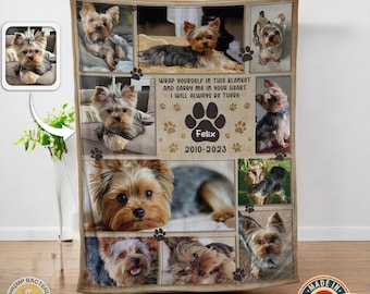 Customized Pet Memorial Photo Blanket Gift, Dog Cat Memorial Gift, Pet Loss Keepsake Remembrance Pet Sympathy Gift, Gift For Grandma Mom Dad