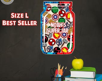 Magnetyczny słoik z nagrodami z żetonami, system nagród za zachowanie dzieci, Spiderman Ironman słoik z nagrodami dla dzieci, prezent na powrót do szkoły, kolorowy wystrój