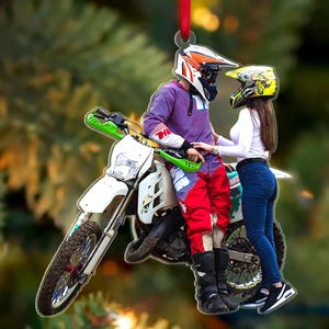 Personalized Couple Motocross Ornament 2025, Personalized Dirt Bike, Unique Gift for Motocross Lovers, Biker Christmas Ornament