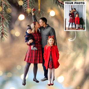 Personalized Photo Family Christmas Ornament, Custom Holiday Decoration Acrylic, Unique Family Keepsake Cutout,Memorable Xmas Acrylic