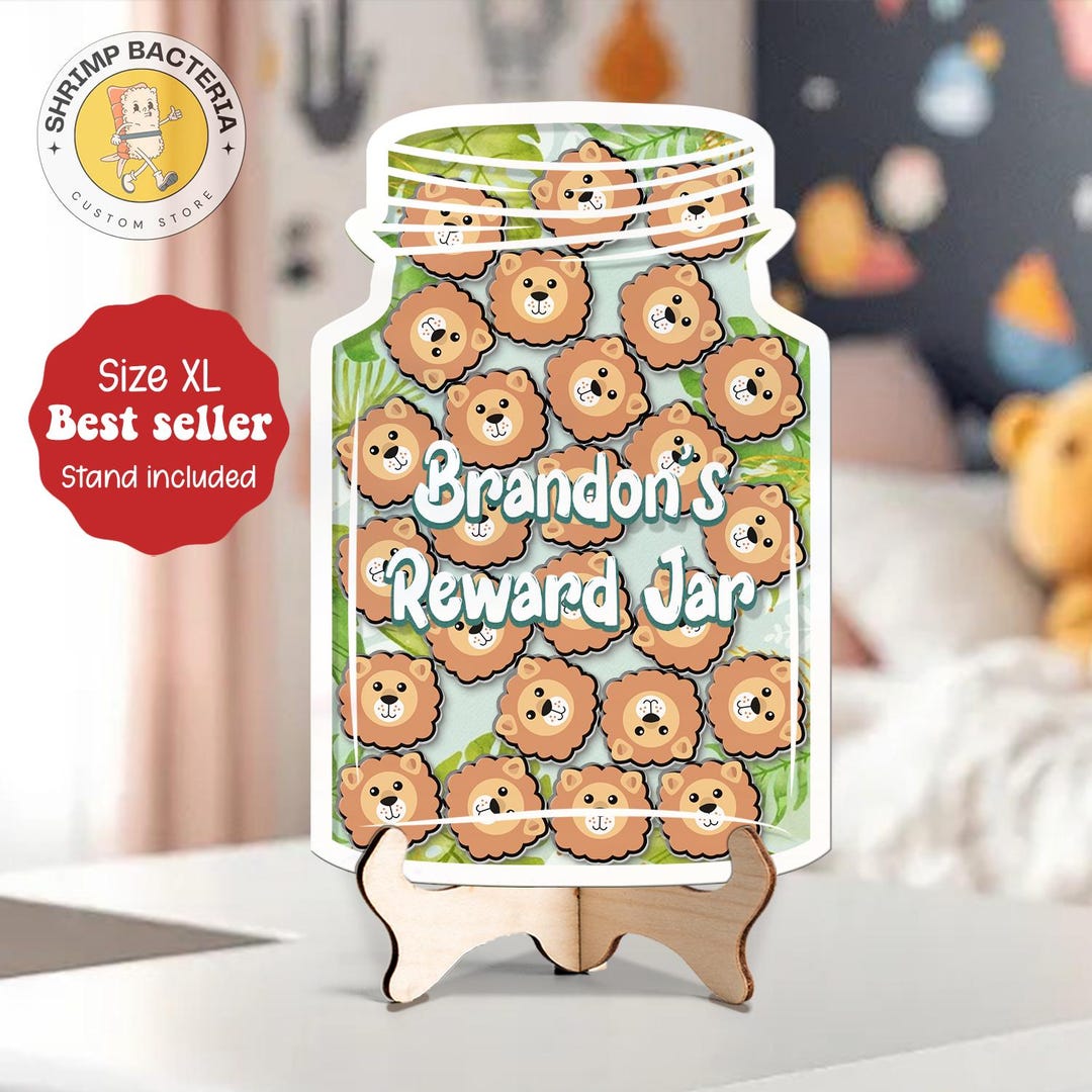 Personalized Animal Jungle Reward Jar Name, Lion Magnet Token Classroom ...